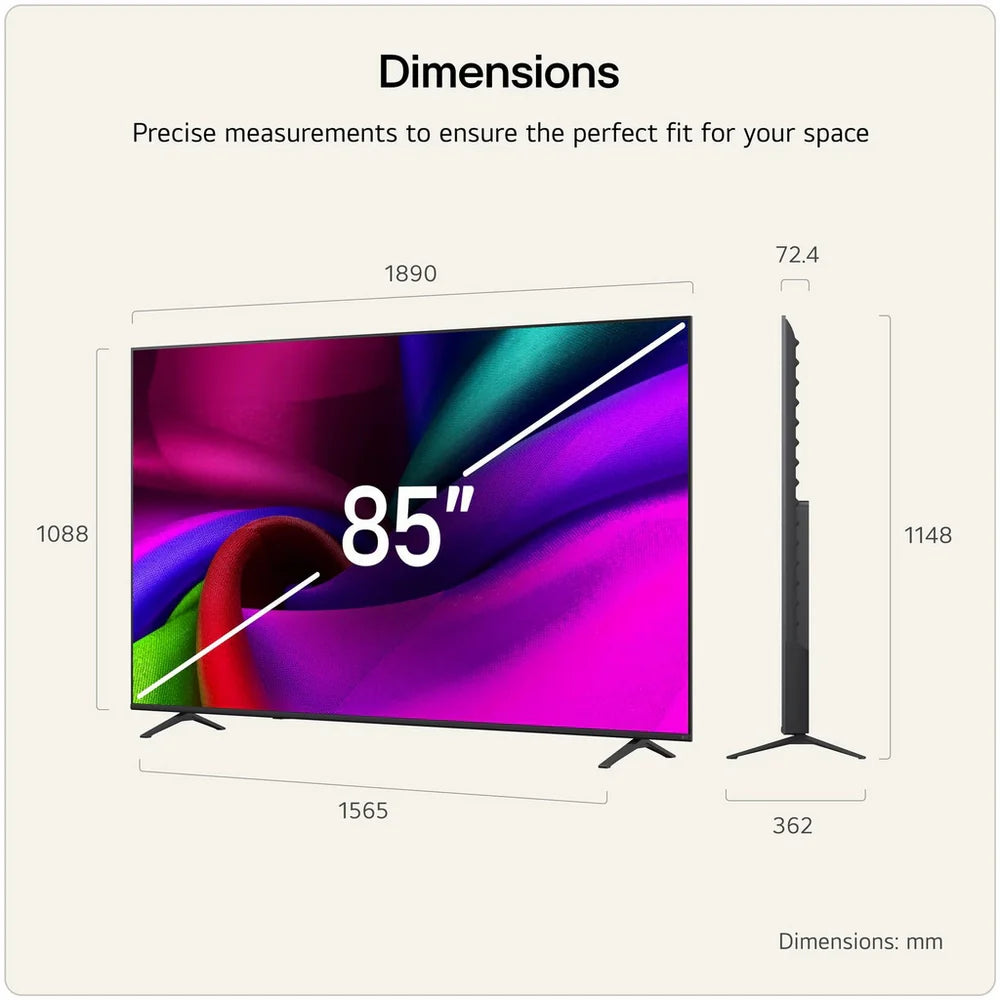 LG 85NU900B6LA 85 Inch NU90 NANO 4K LED Ultra HD HDR Smart AI TV 2026